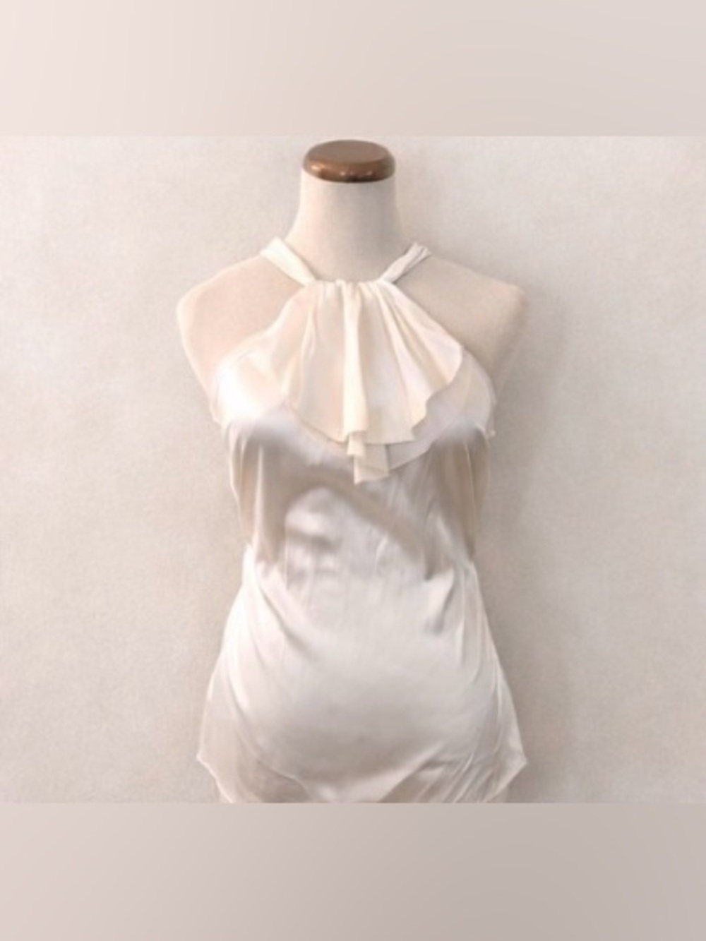 🆕 [Vince] Ivory Silk Blend Ruffle Halter Blouse – Sz: Small